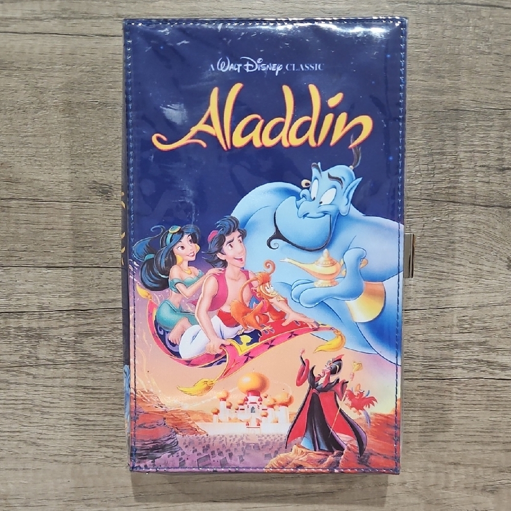 Oh My Disney Aladdin VHS Tape Clutch Purse Bag Princess Jasmine Genie Retro 90s